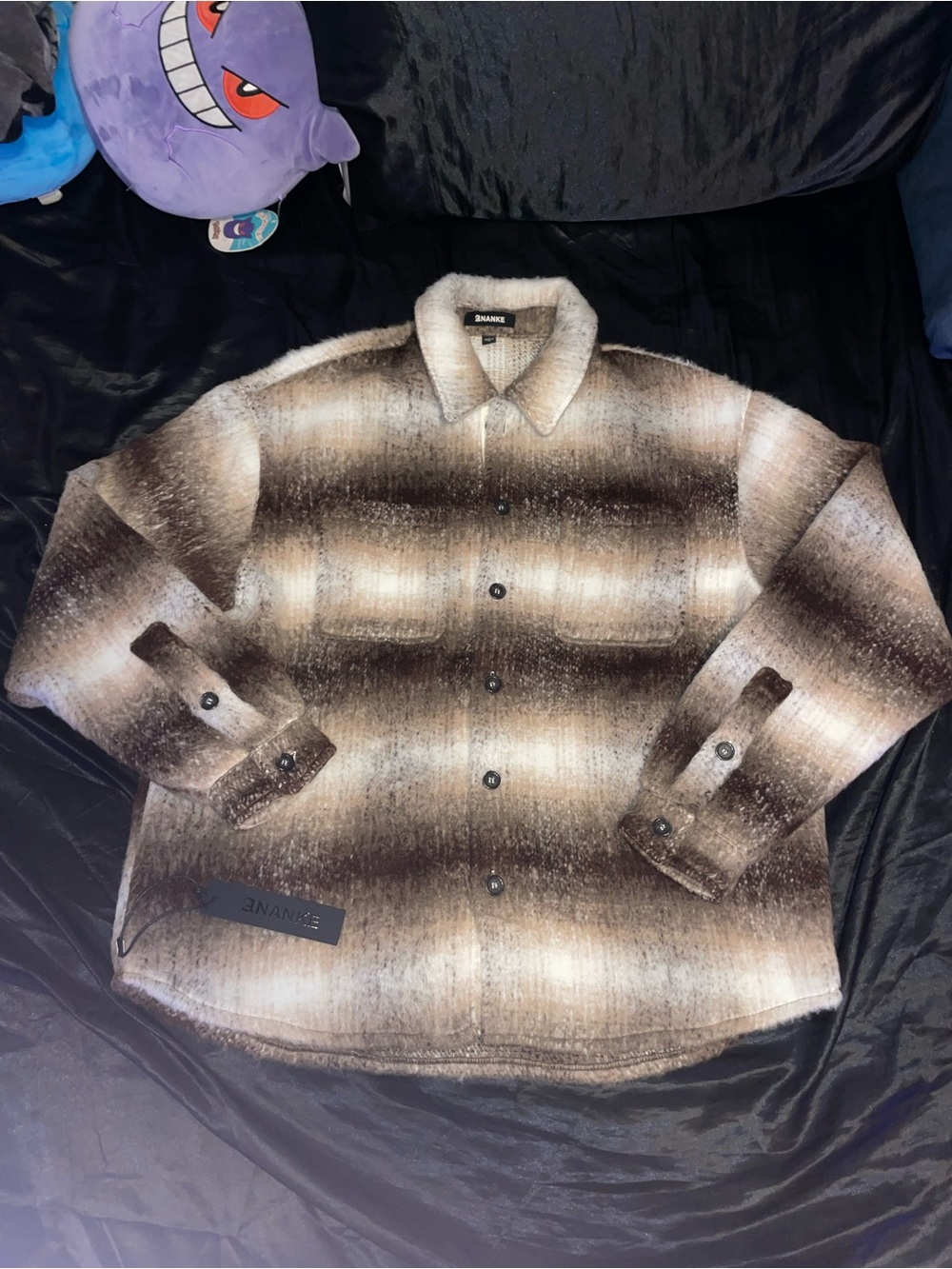 Men's Brown Ombre Button-Front Shirt Jacket